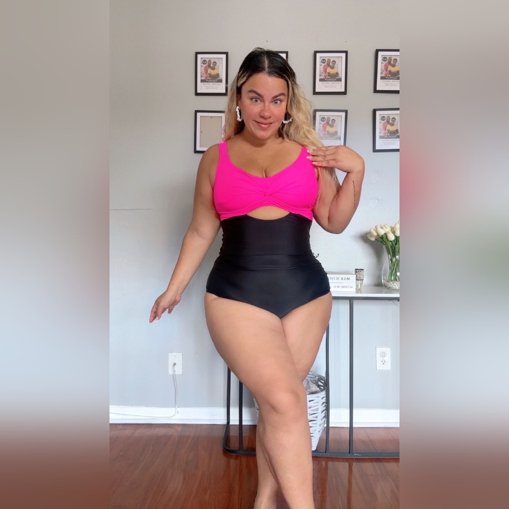 NEW 2026 One Piece Swimsuits Tummy Waisted Bathing Plus Size Pink